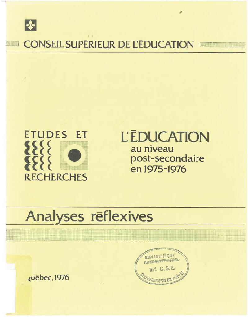 L’éducation au niveau post-secondaire en 1975-1976